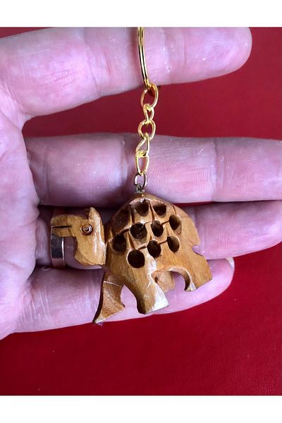 PİRAMİGO Wooden Hand Carved Keychains, Frog, Elephant, Camel, Horse, Etc.