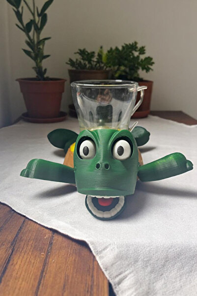 Lades Sevimli Kaplumbağa Şeklinde 3D Tasarım Bardak Altlığı | Eğlenceli Barda...