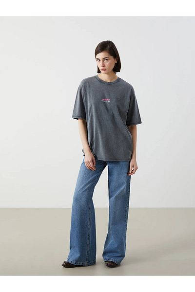 LC Waikiki Crew Neck Amsterdam Printed Oversize Women's T-Shirt