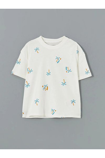 LC Waikiki Crew Neck Patterned Combed Cotton Baby Boy T-Shirt