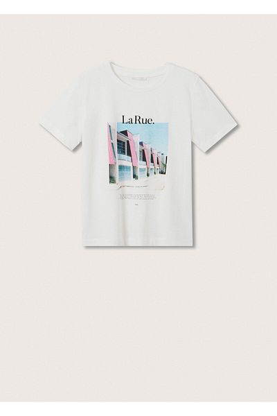 MANGO Tricou alb pentru femei 27007785