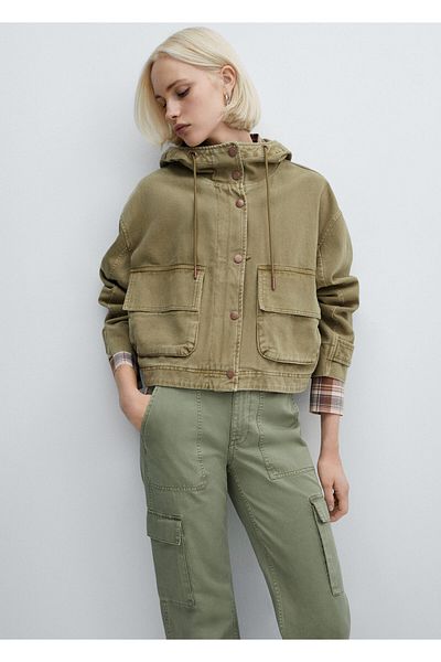 MANGO Woman Baumwollparka – Taschendesign
