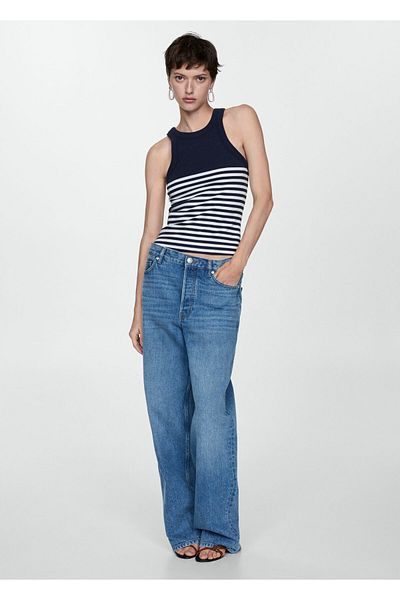 MANGO Navy Blue Women's Bustier 67088642