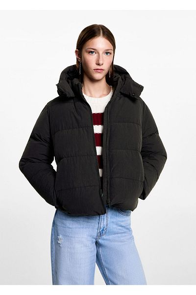MANGO Woman Black Girl's Coat 77055629