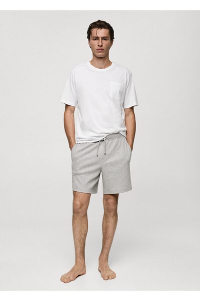 MANGO Weißes Herren-Pyjama-Set 77050592