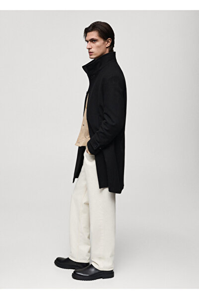 MANGO Woman Palton negru pentru bărbați 77045967