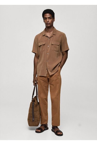 MANGO Woman Brown Men's Trousers 77014438