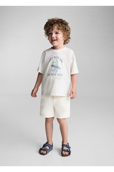 MANGO Μπλουζάκι Baby Boy Off-White T-shirt