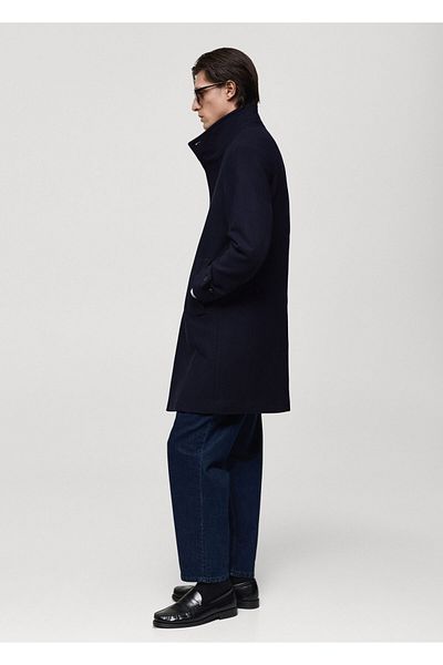 MANGO Woman Ανδρικό παλτό Navy Blue 77045967