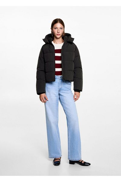 MANGO Woman Black Girl's Coat 77055629
