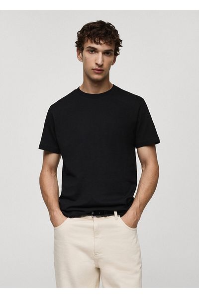 MANGO Woman Μαύρο ανδρικό T-Shirt 77070606