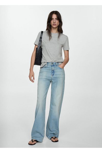 MANGO Woman Metal Gray Women's T-Shirt 77090593