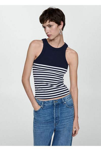 MANGO Navy Blue Women's Bustier 67088642
