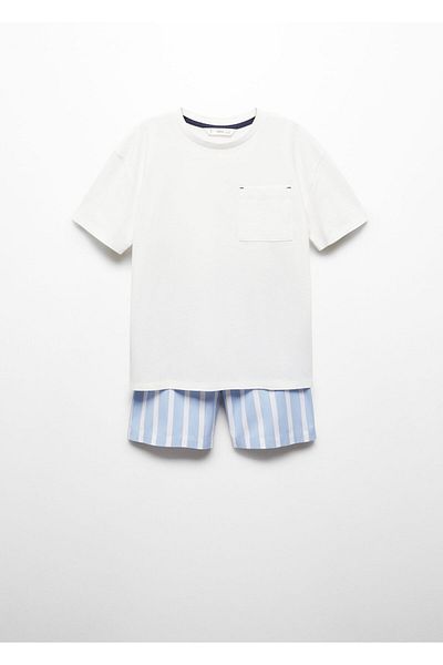 MANGO Woman Boy's Off-White Pajama Set