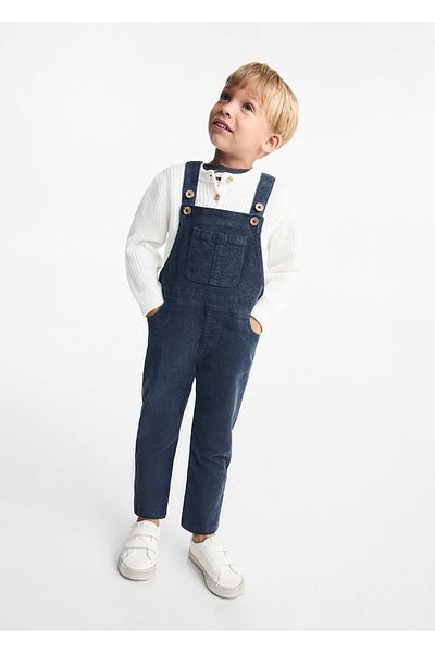 MANGO Woman Baby Boy Blue Overalls