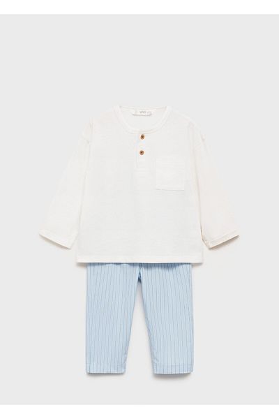 MANGO Set pijamale pentru bebelusi albastru cer