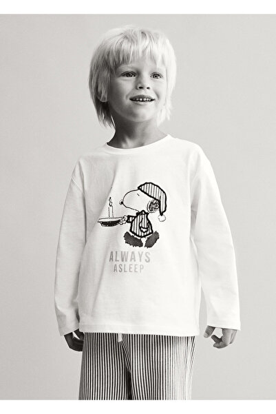 MANGO Pantaloni de pijama alb catifelat pentru bebelusi