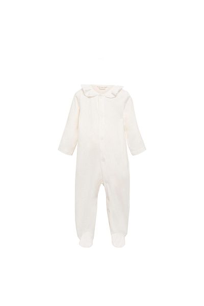 MANGO Pantaloni de pijama unisex pentru bebeluși alb catifelat