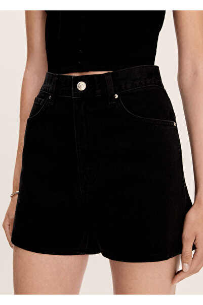 MANGO Woman Siyah Denim Kadın Şort & Bermuda 77060571