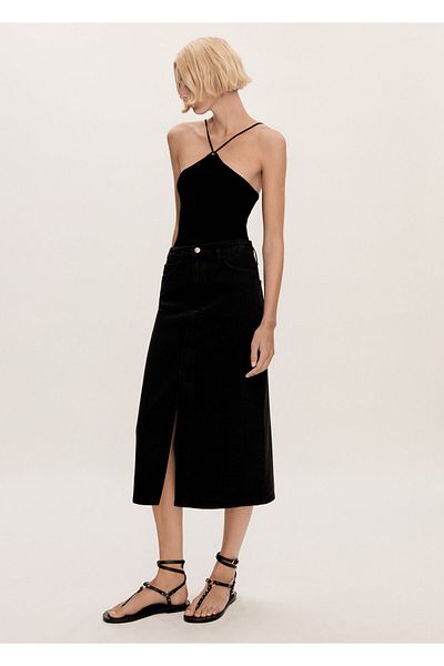 MANGO Woman Black Denim Women's Skirt 77199405