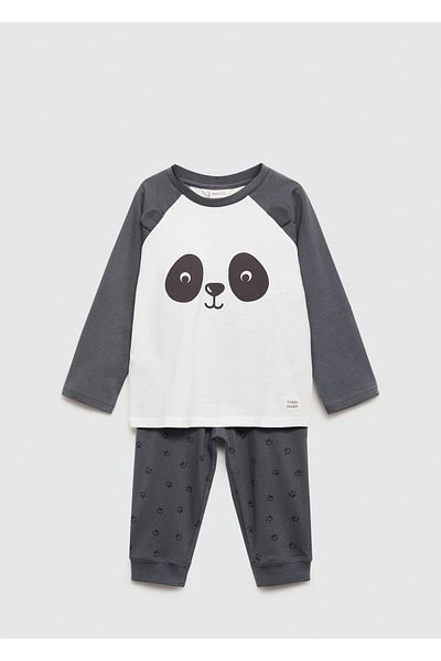 MANGO Woman Baby Boy Asphalt Color Pajama Bottoms