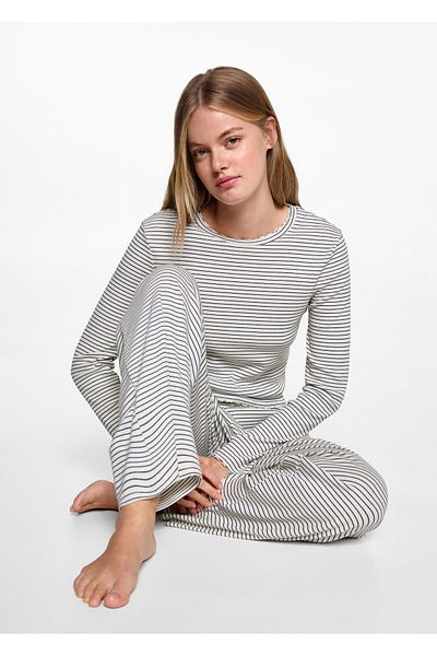 MANGO Woman Pantaloni de pijama pentru fete alb catifelat 77096731