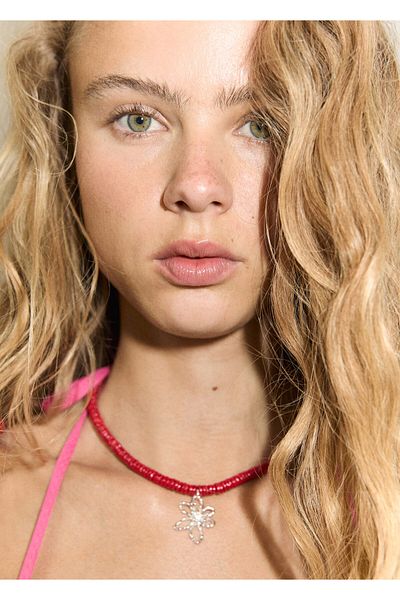 MANGO Woman Κόκκινο γυναικείο κολιέ 77030638