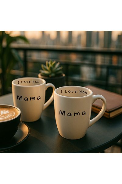Trendyol Collection 2-częściowy porcelanowy kubek z nadrukiem „Mamo, kocham cię” TPHSS25UP00007