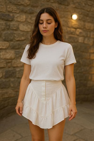 Trendyol Collection Fusta mini asimetrică plisată albă TWOSS25ET00205