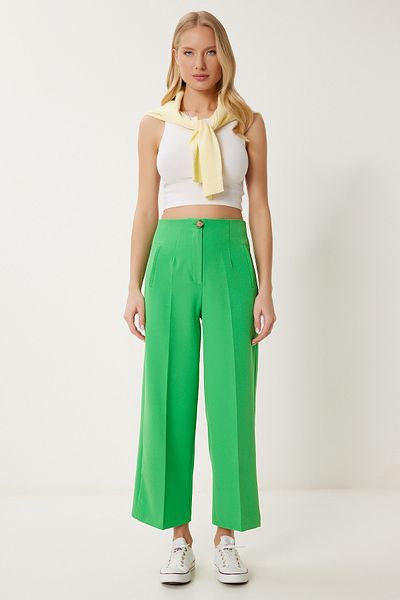 Happiness İstanbul Grüne Culotte-Hose mit mittlerer Taille für Damen NS00435