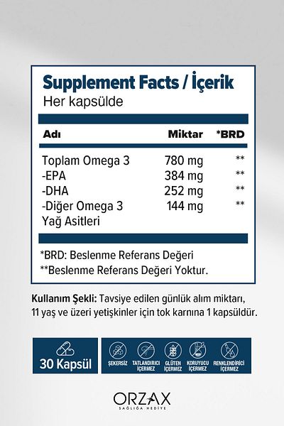 Ocean Orzax Plus - 1200mg Omega 3 Pure Fish Oil, 30 Capsules