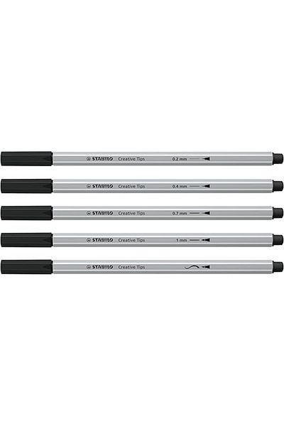 Stabilo Creative Tips - Arty - Felt Tip Pen Set - Pack of 5 - Black