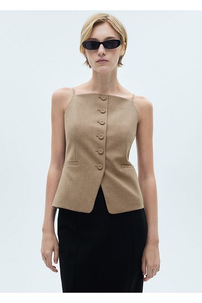 MANGO Brown Women's Vest 77086760