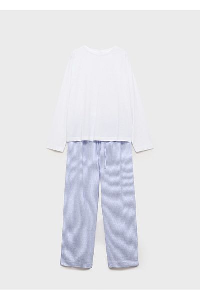 MANGO Porzellanblaue Damen-Pyjamahose 87052889
