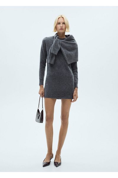 MANGO Woman Gray Women's Dress 77037709