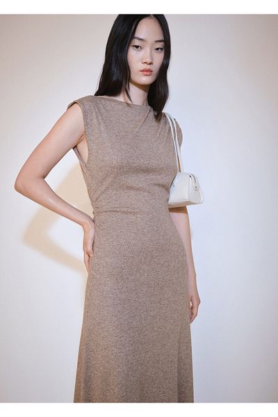 MANGO Woman Καφέ Γυναικείο Φόρεμα 77067693