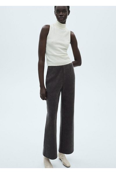 MANGO Dark Gray Women's Trousers 87050350