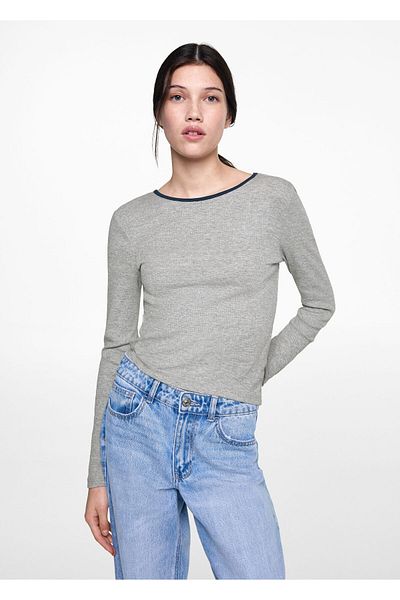 MANGO Woman Metal Gray Girl's T-Shirt 77024450