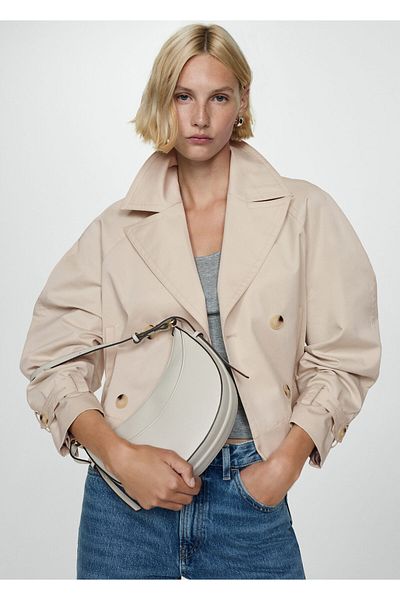 MANGO Woman Beiger Damen-Trenchcoat 77034017