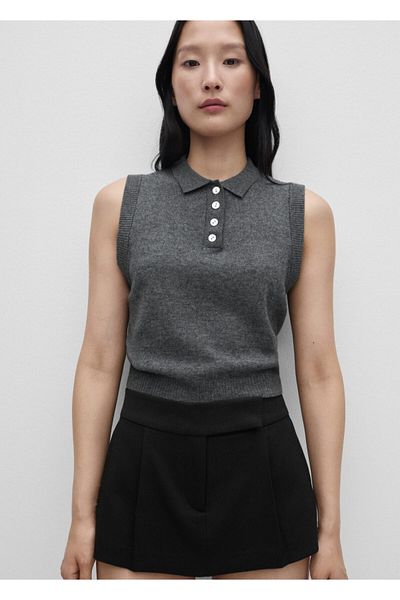 MANGO Woman Dark Gray Women's Vest 77056747