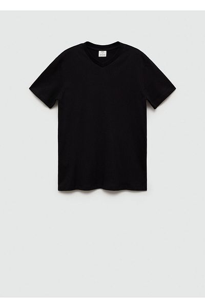 MANGO Tricou negru pentru bărbați 77280584
