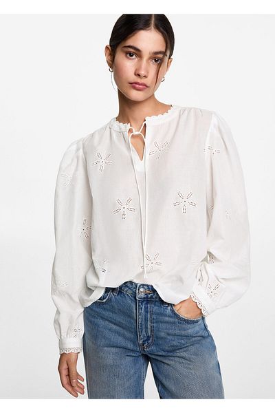 MANGO Off-White Girl's Blouse 77017678