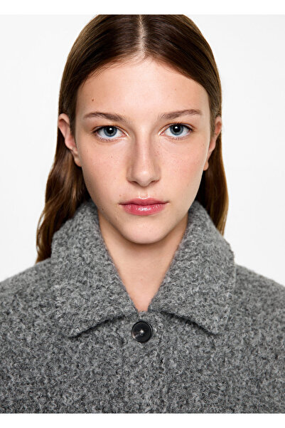 MANGO Gri Kız Çocuk Kaban 77015635