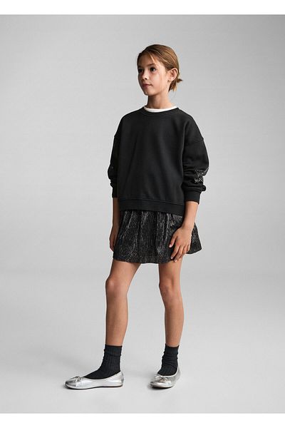 MANGO Woman Черен суичър за момиче 77976743
