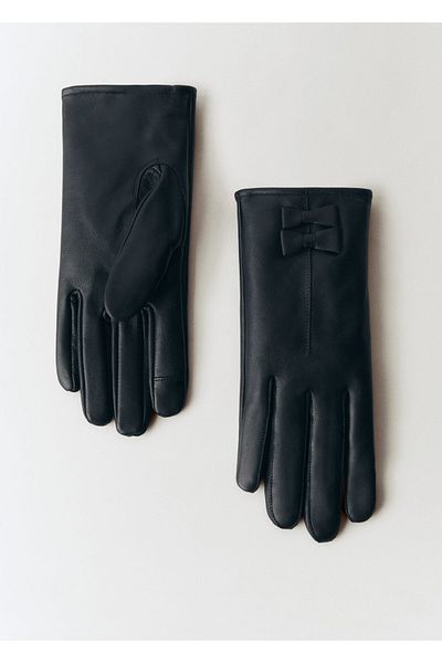 MANGO Woman Black Women's Gloves 77027654