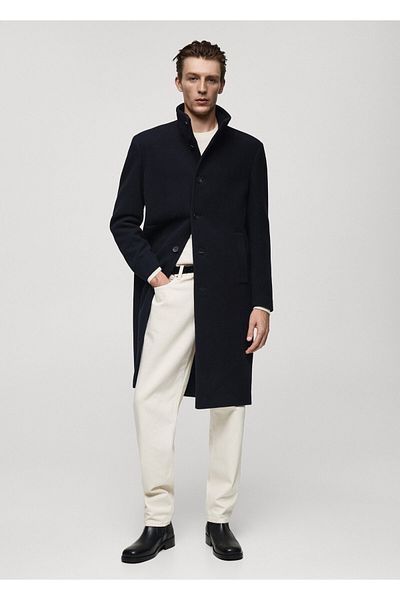 MANGO Navy Blue Men's Coat 77049227