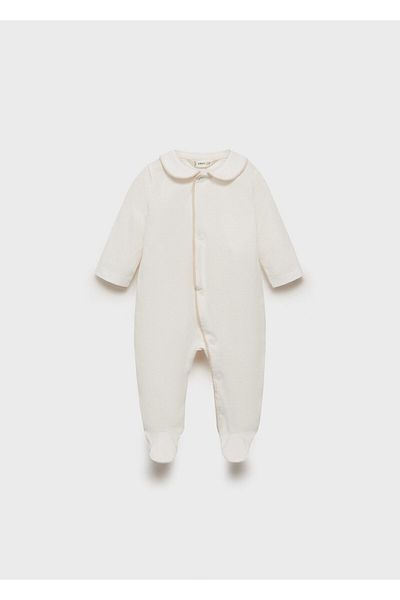 MANGO Pantaloni de pijama unisex pentru bebeluși alb catifelat