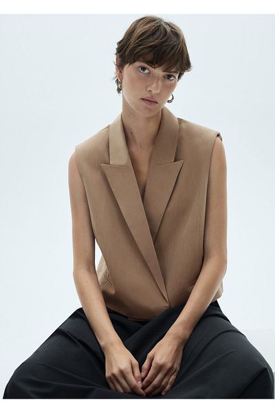 MANGO Woman Beige Women's Vest 77087646