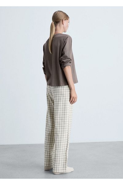 MANGO Woman Braunes Damen-Pyjama-Set 77097649