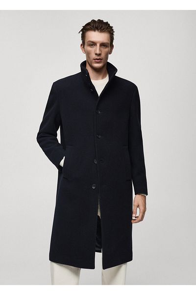 MANGO Navy Blue Men's Coat 77049227